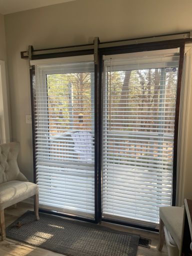 Horizontal barn door style blinds